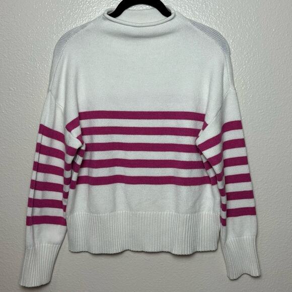 Truth by Republic Sweater Women's Size Medium Mock Neck White w/ Pink Stripes - Picture 10 of 16